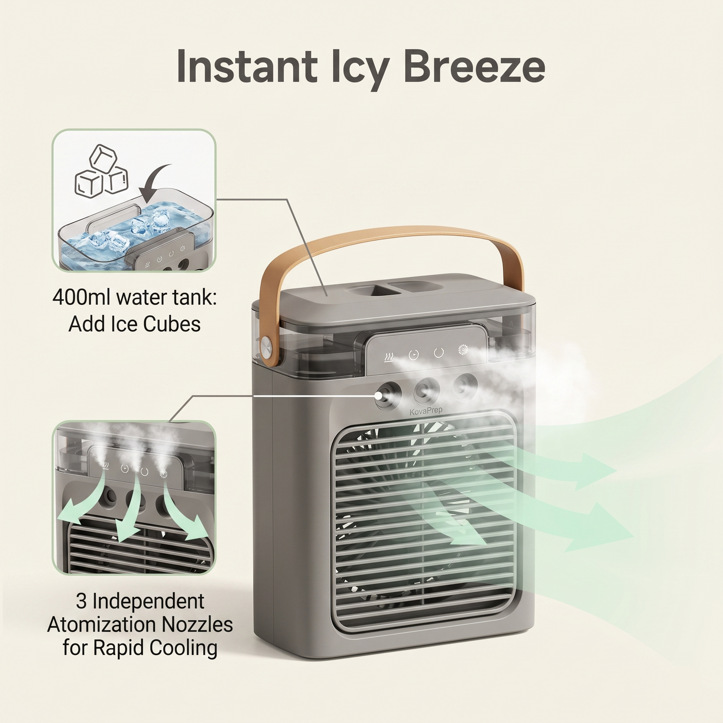 Mini Climatiseur Portable & Humidificateur 3-en-1